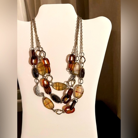 🎆 3 for $20 🎆  New York & Company Multi-Strand Amber Statement Necklace - Picture 3 of 8